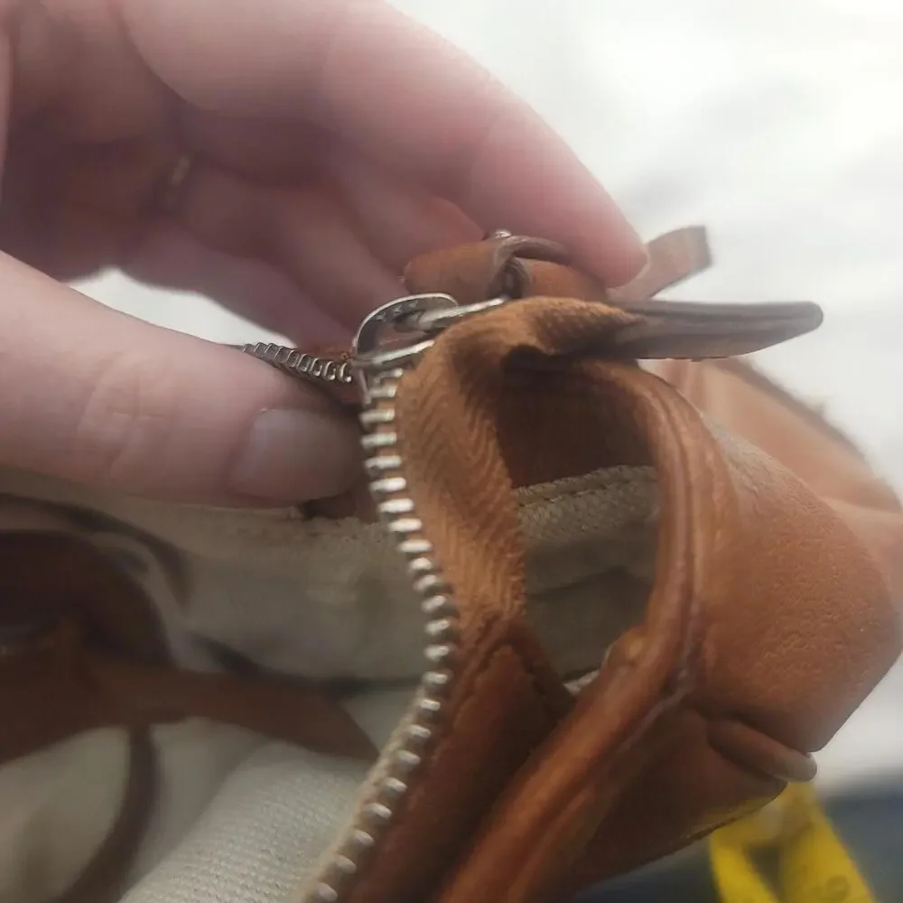 Vintage 80's Women's Michael Kors Tan Leather Canvas Liner Distressed...